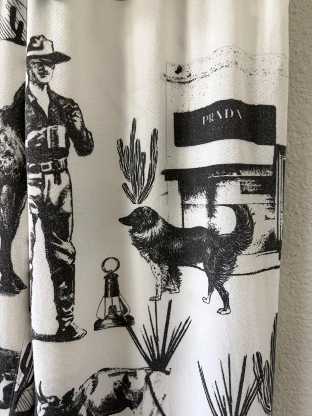 Katie Kime Marfa TX Toille Graphic Pajama Pants S Black White Cotton Western